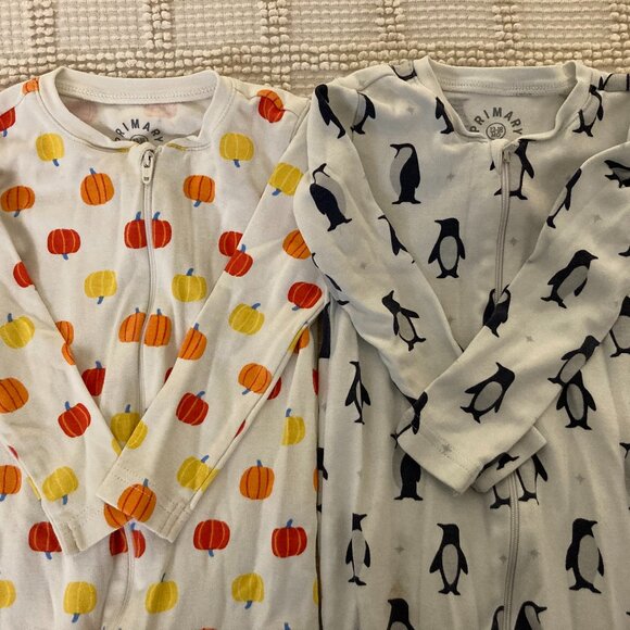 Primary Baby Boy Gender Neutral Footie Pajamas Bundle 12-18M - Picture 1 of 2